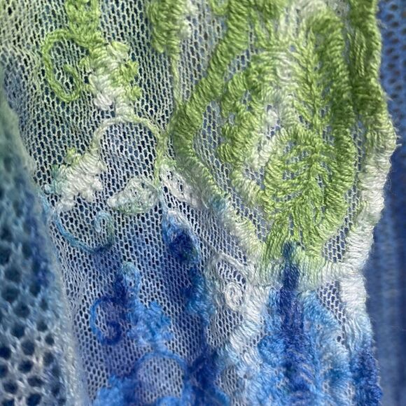 Reba Open Cardigan Ombré Tassels blue and green Large - Picture 2 of 14